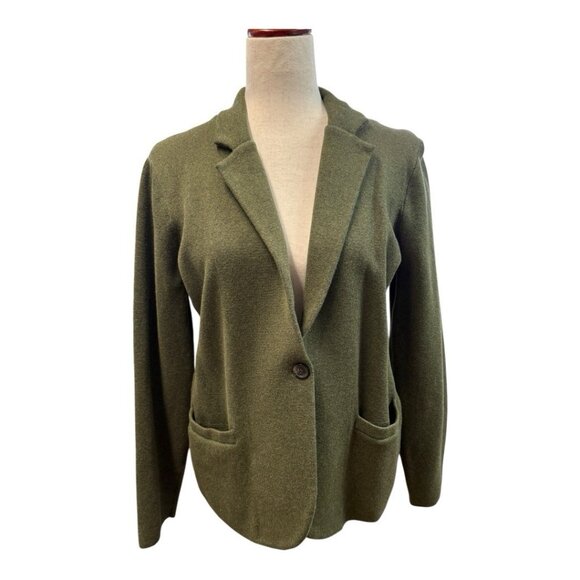 J Crew Womens Schoolboy Sweater Blazer~Size Medium~Green Heather Loden Top - Picture 4 of 13